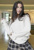 Conrad Batwing Ruffle Cuff Knit Stone